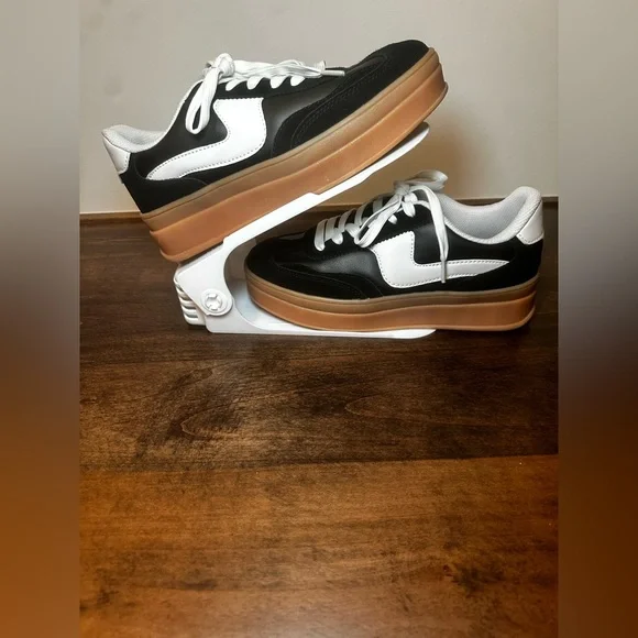 Luck Step Black and White Women's Platform Sneakers - Picture 8 of 10